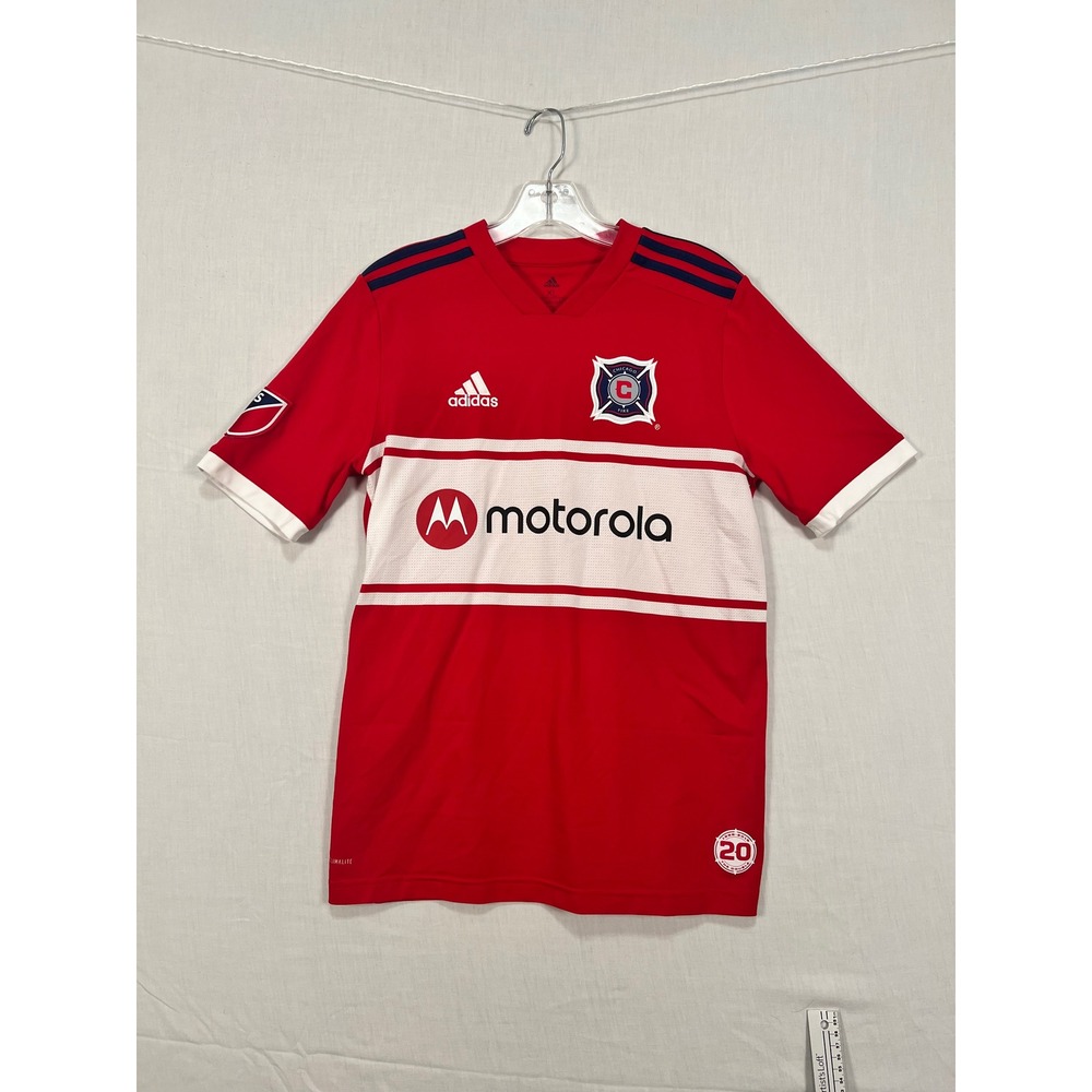 Adidas Chicago Fire MLS Soccer Jersey Red White Motorola Youth XL Mens Small
